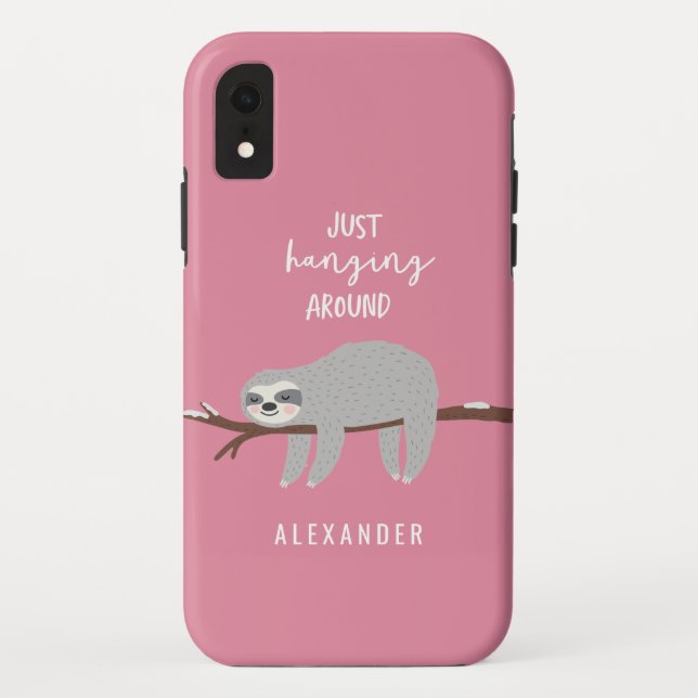 Just hanging around fun bright cartoon sloth Case-Mate iPhone case (Back)