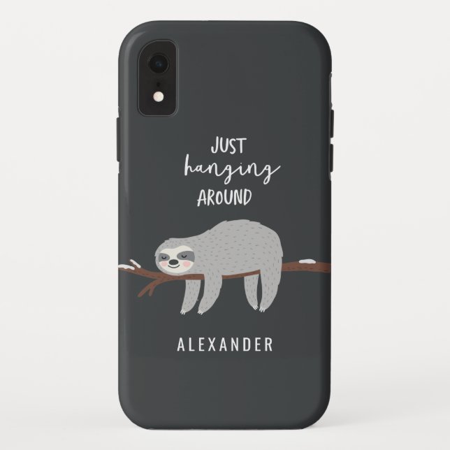 Just hanging around fun bright cartoon sloth Case-Mate iPhone case (Back)