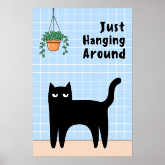 Just Hanging Around Funny Cat Bathroom Wall Art