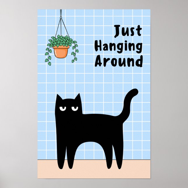 Just Hanging Around Funny Cat Bathroom Wall Art (Front)
