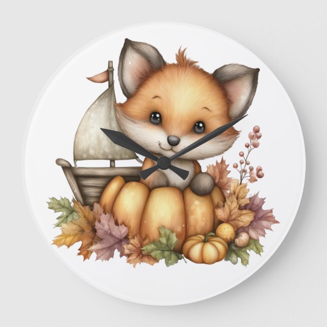 Just hanging around, Pumpkins Large Clock (Front)
