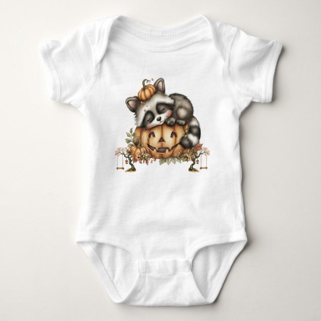Just hanging around, Sleepy Racoon Baby Bodysuit (Front)