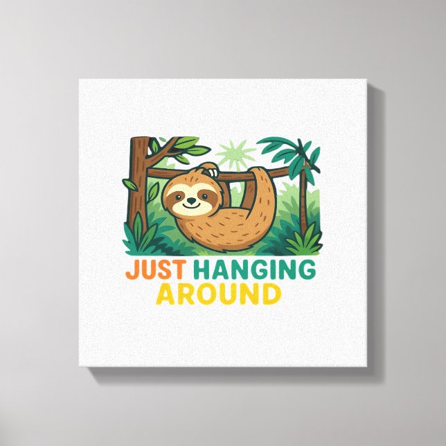 Just Hanging Around (Sleepy Sloth) Essential T-Shi Canvas Print (Front)