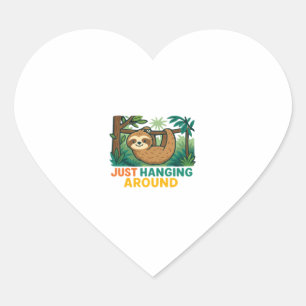 Just Hanging Around (Sleepy Sloth) Essential T-Shi Heart Sticker
