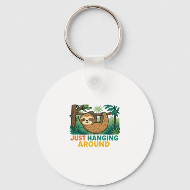 Just Hanging Around (Sleepy Sloth) Essential T-Shi Key Ring (Front)