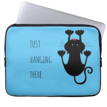 Just hanging there black cat cartoon funny text