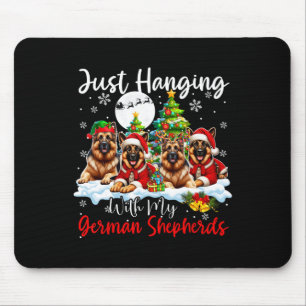 Just Hanging With My German Shepherds Xmas Three S Mouse Pad