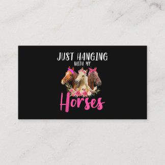 Just Hanging With My Horse Floral Flower Horse Business Card