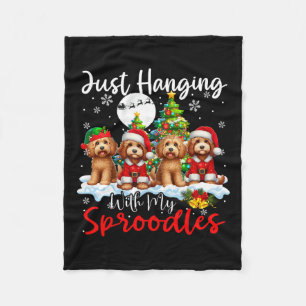 Just Hanging With My Sproodles Xmas Three Santa Do Fleece Blanket