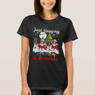 Just Hanging With My St. Bernards Xmas Three Santa T-Shirt