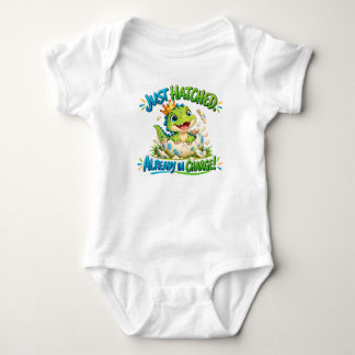 Just Hatched Already in Charge Cute Baby Dinosaur Bodysuit