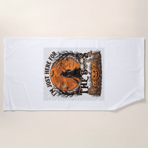 Just Here Boos Halloween Witch Moon Pumpkins_1 Beach Towel