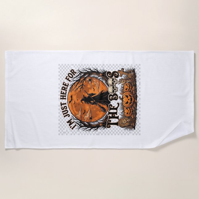 Just Here Boos Halloween Witch Moon Pumpkins_1 Beach Towel (Front)