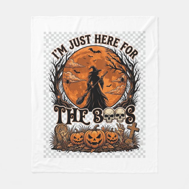 Just Here Boos Halloween Witch Moon Pumpkins_1 Fleece Blanket (Front)