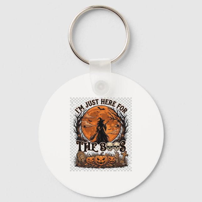 Just Here Boos Halloween Witch Moon Pumpkins_1 Key Ring (Front)