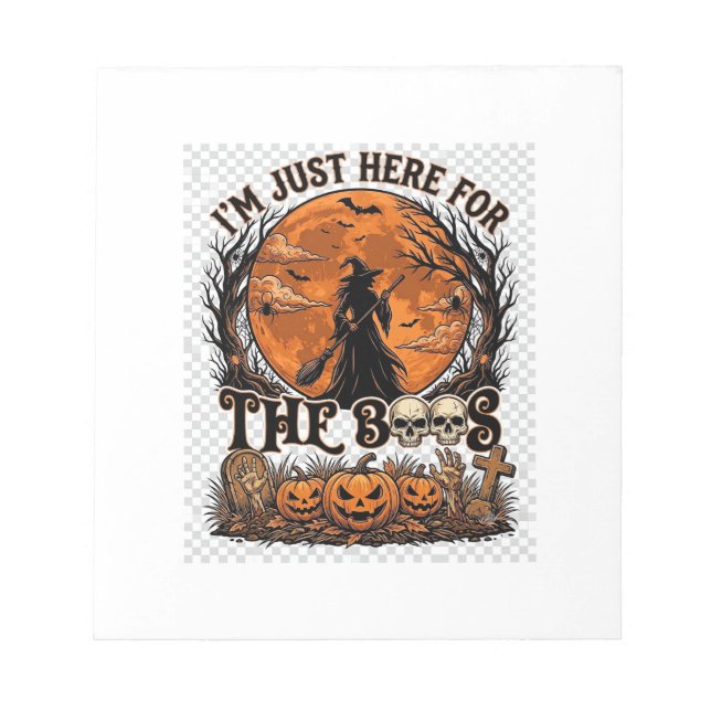 Just Here Boos Halloween Witch Moon Pumpkins_1 Notepad (Front)