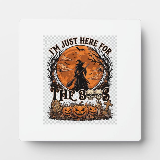 Just Here Boos Halloween Witch Moon Pumpkins_1 Plaque (Front)