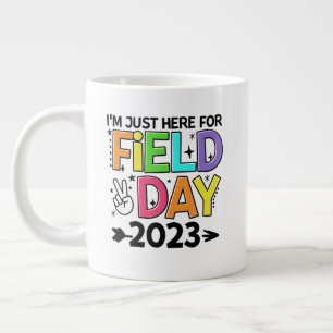 Just Here For Field Day 2023 Peace Sign Teacher Large Coffee Mug