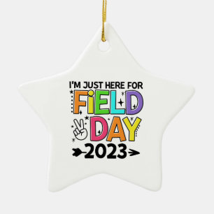 Just Here For Field Day 2023 Peace Sign Teacher St Ceramic Tree Decoration