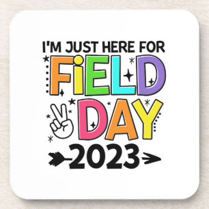 Just Here For Field Day 2023 Peace Sign Teacher St Coaster