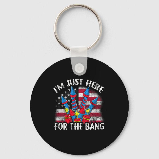 Just Here For The Bang Funny Fireworks Humour  Key Ring (Front)