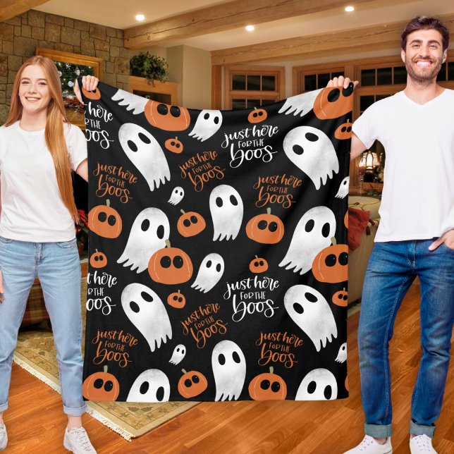 Just Here For The Boos Cute Autumn And Halloween Fleece Blanket (Just Here For The Boos Cute Autumn And Halloween Fleece Blanket)