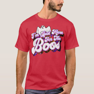 Just Here For The Boos Funny Ghost Leopard Hallowe T-Shirt