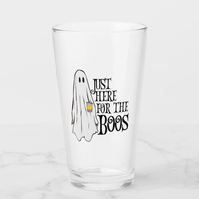 Just Here for the Boos Halloween Beer Glass (Front)