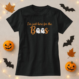 Just Here for the BOOS Halloween Ghost Boozy Pun T-Shirt