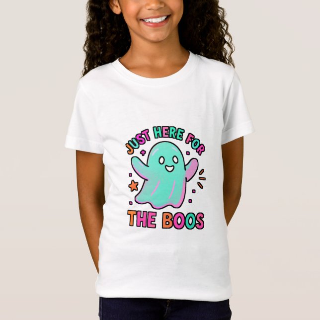 Just Here for the Boos Playful Ghost Halloween tee (Front)
