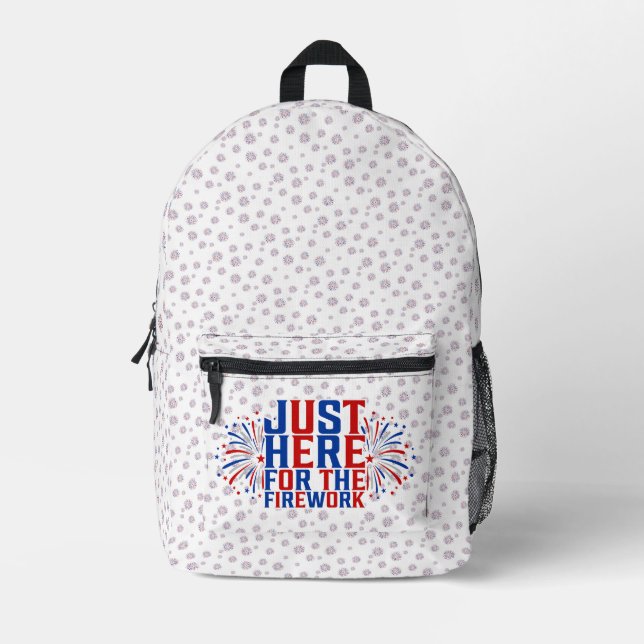 Just Here For The Fireworks Funny For Couple Printed Backpack (Front)