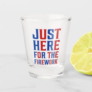 Just Here For The Fireworks Funny For Couple Shot Glass