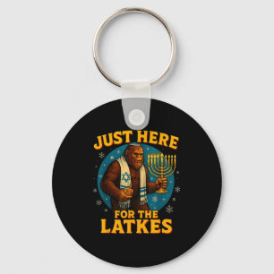 Just Here For The Latkes Funny Hanukkah Bigfoot Key Ring