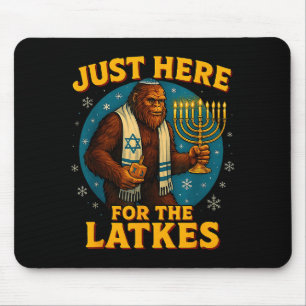 Just Here For The Latkes Funny Hanukkah Bigfoot Mouse Pad