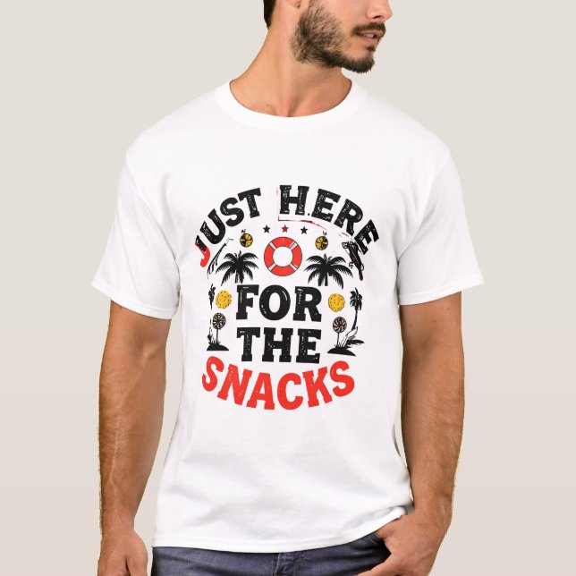 Just Here for the Snacks: The Only Social Commitme T-Shirt (Front)