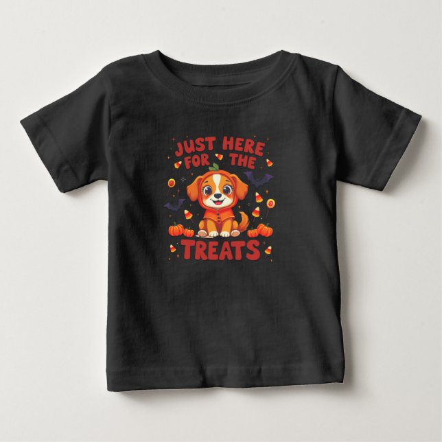 Just Here For The Treats Halloween Baby T-Shirt (Front)
