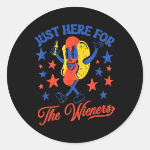 Just Here For The Wieners 4th Of July Hot Dog 5 Classic Round Sticker