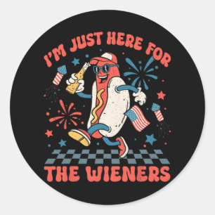 Just Here For The Wieners 4th Of July Patriotic Me Classic Round Sticker