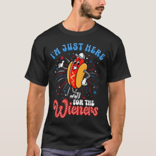 Just Here For The Wieners Firework Hot Dog 4th Of T-Shirt