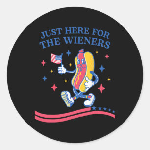 Just Here For The Wieners Funny Fourth Of July Classic Round Sticker