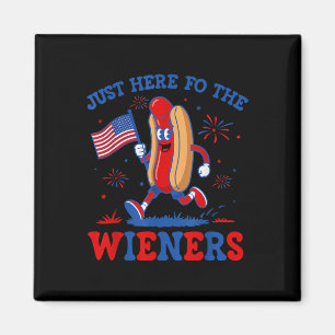 Just Here For The Wieners Funny Hot Dog 4th Of Jul Magnet