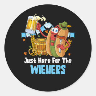 Just Here For The Wieners Hotdog Oktoberfest Germa Classic Round Sticker