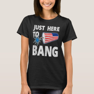 Just Here To Bang American Flag Fireworks 4th Of T-Shirt