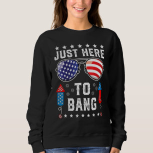 Just Here to Bang  Fourth 4th Of July Fireworks Me Sweatshirt