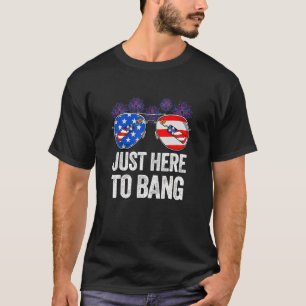 Just Here To Bang Sunglasses Usa Flag Fireworks 4t T-Shirt
