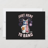 Just Here To Bang USA Flag Beer Cat Lover July 4th