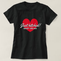 Just hitched t shirt for married newly weds couple