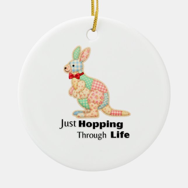 Just Hopping Through Life Kangaroo Design Ceramic Tree Decoration (Front)