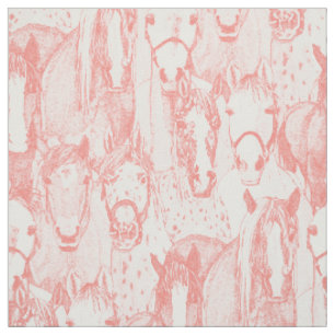 just horses coral white fabric