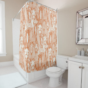 just horses orange half pearl shower curtain